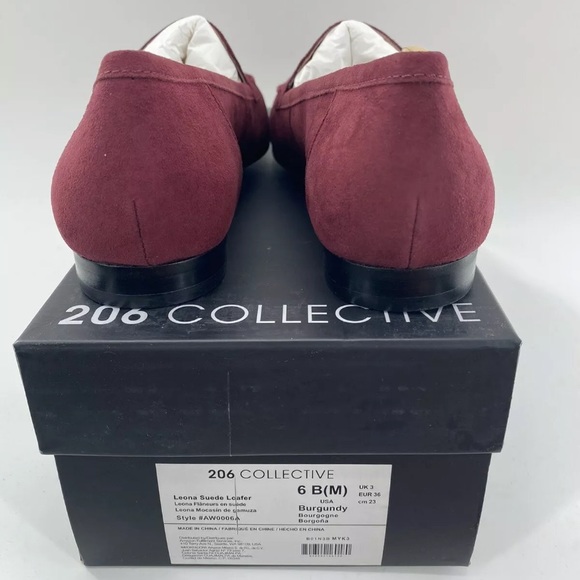 Women Loafer Suede, Pointed Toe Ballet Shoes, Burgundy -206 Collective 6B M - Picture 4 of 7